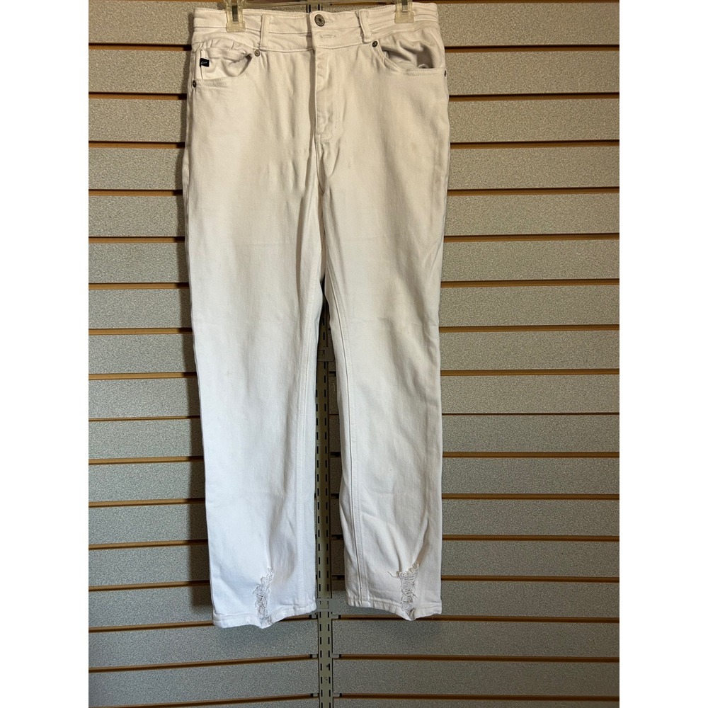 KanCan Womens White High Rise Straight Leg Distressed Hem Jeans KC5217WT Size 29
